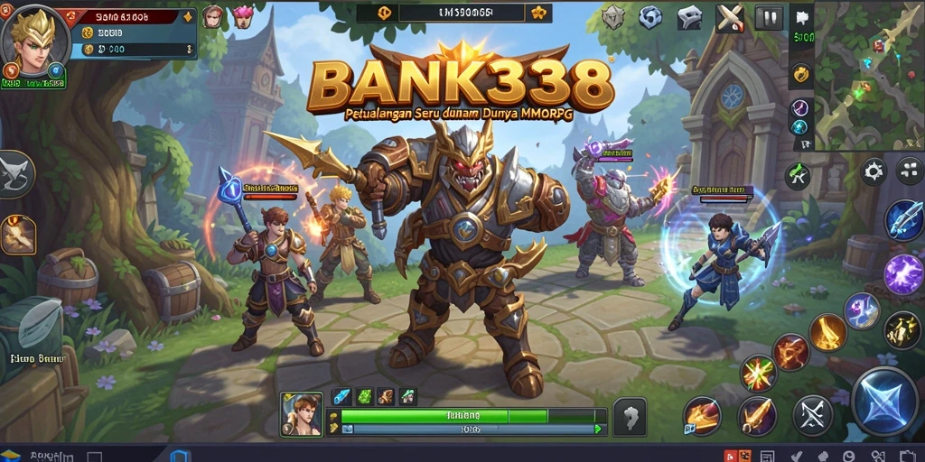 Tangkapan layar utama dari gameplay BANK338 yang menampilkan aksi pertarungan MMORPG.
