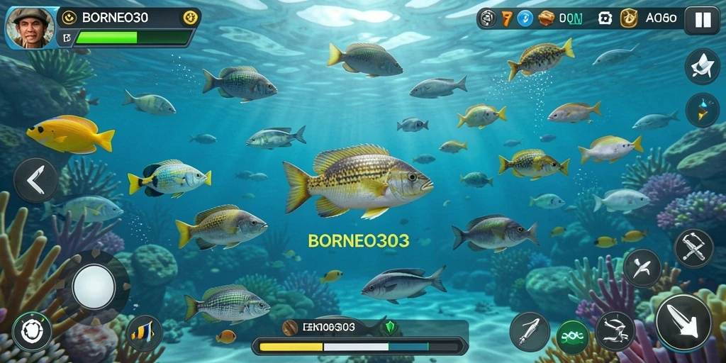 Screenshot utama gameplay Tembak Ikan BORNEO303 yang seru.