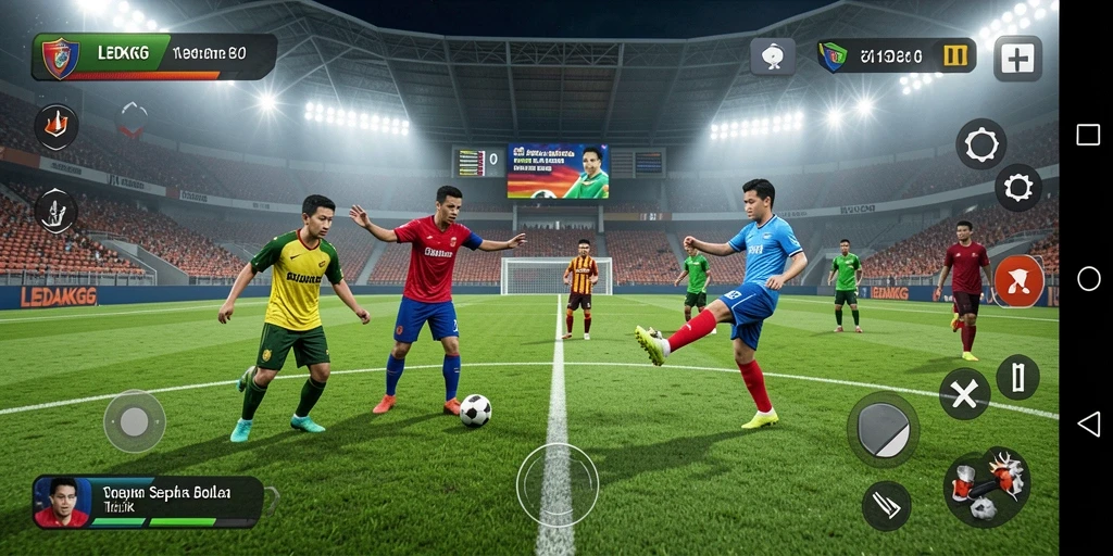Tampilan seru gameplay LEDAKGG dalam pertandingan sepak bola.