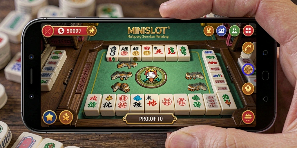 Screenshot gameplay <strong>MINISLOT</strong> menampilkan suasana permainan Mahjong yang menarik.