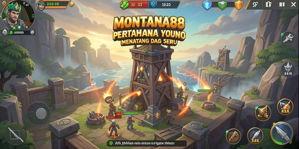 Screenshot gameplay MONTANA88 menampilkan strategis menara yang mendebarkan.