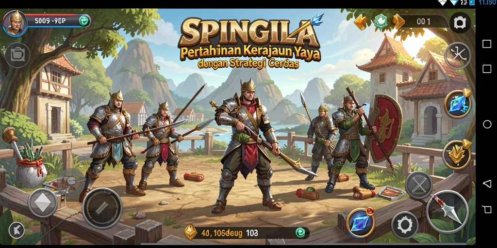 Tangkapan layar menunjukkan aksi menara pertahanan dalam SPINGILA yang seru dan menegangkan.